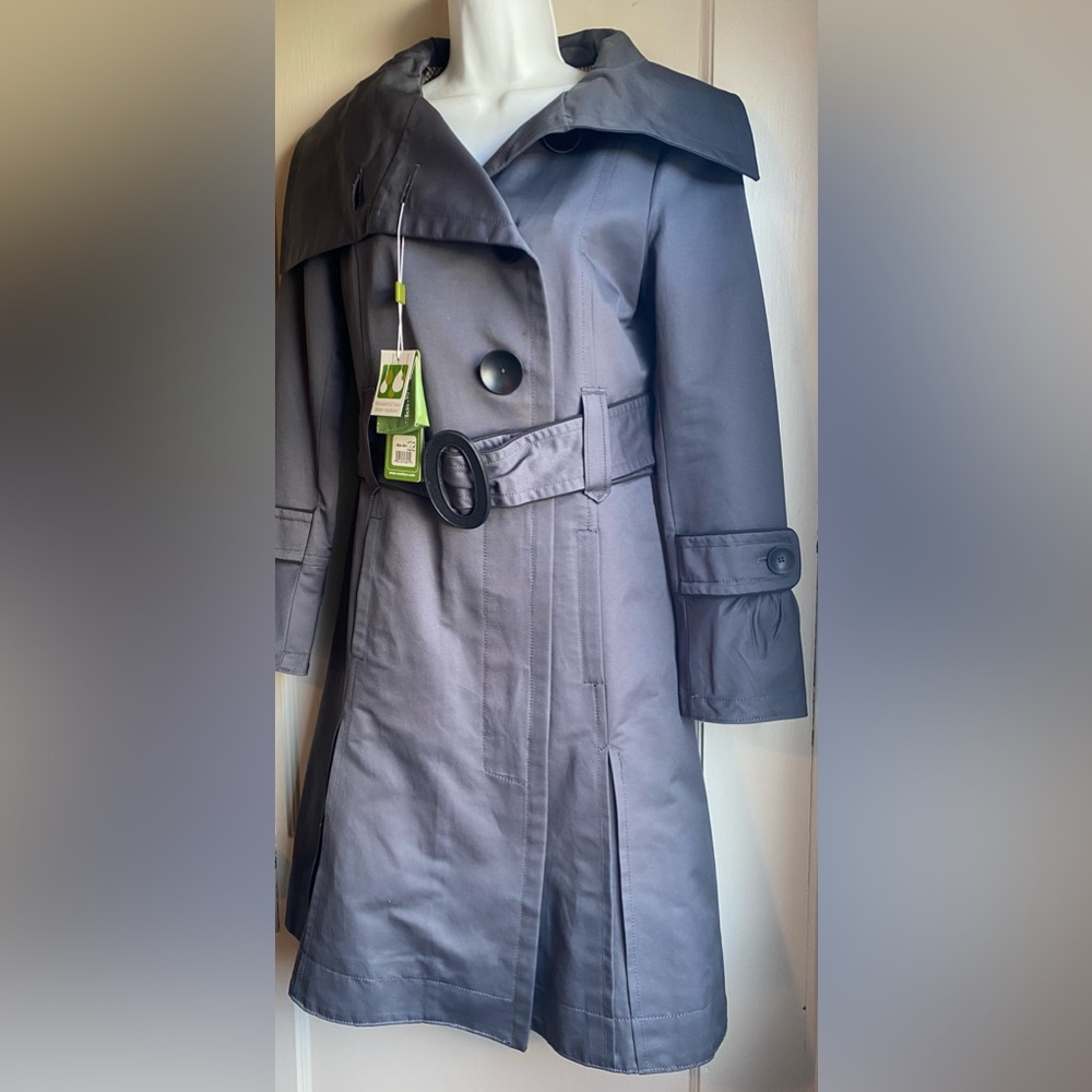 Soia & Kyo Lotta Charcoal Gray Grey Belted Trench Coat Small New w/Tags! Spring